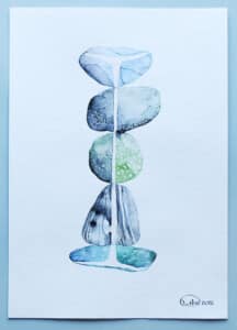 Ilustrované písmeno I - kameny, oblázky