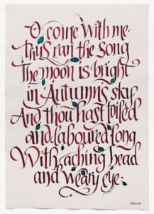 kaligrafická báseň Emily Brontë