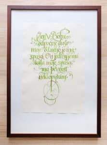 Akvarel na ručním papíře velikosti A3, rámováno