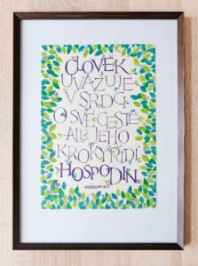 Akvarel na ručním papíře velikosti A4, rámováno