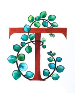 Formát A4, dar k narození dítěte Ilustrovaný monogram ET, dar k narození dítěte, květinový motiv