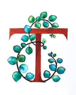 Formát A4, dar k narození dítěte Ilustrovaný monogram ET, dar k narození dítěte, květinový motiv