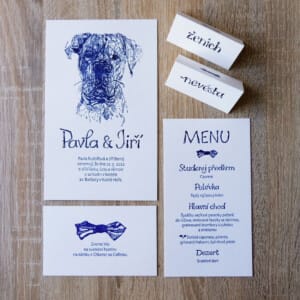svatební oznámení komplet se psem