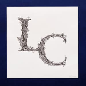 ilustrovaný monogram LC - květinový motiv