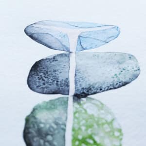 Ilustrované písmeno I - kameny, oblázky