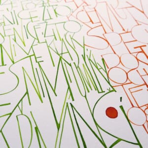 kaligrafická báseň Irmy Geisslové