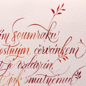 kaligrafická báseň Irmy Geisslové