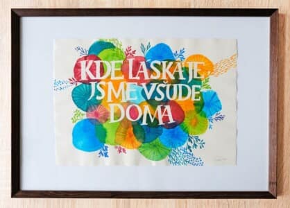 Akvarel na ručním papíře velikosti A4, rámováno